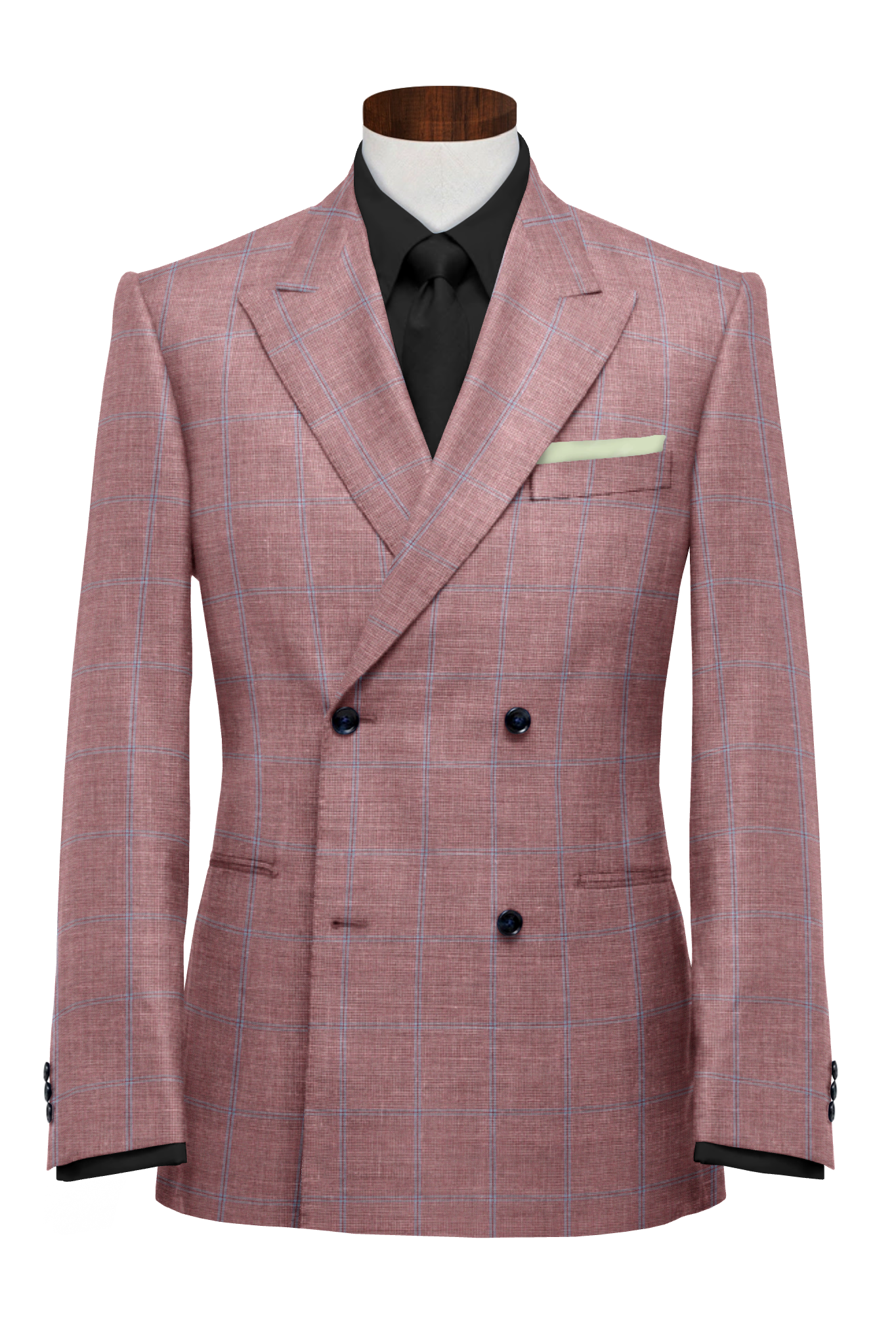 700307 - Powder Blue Windowpane Checks On Pink
