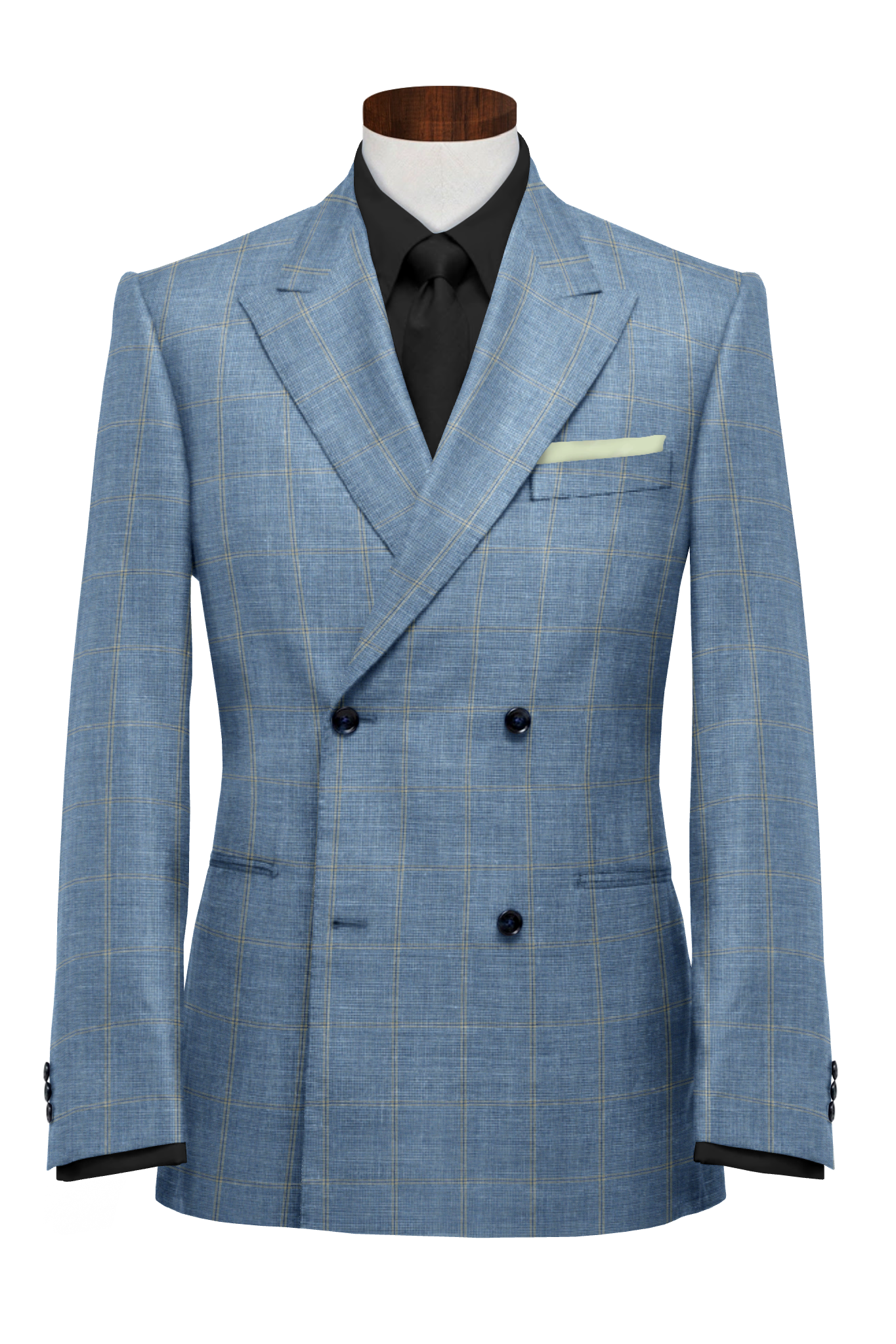 700308 - Parmesan Windowpane Checks On Blue