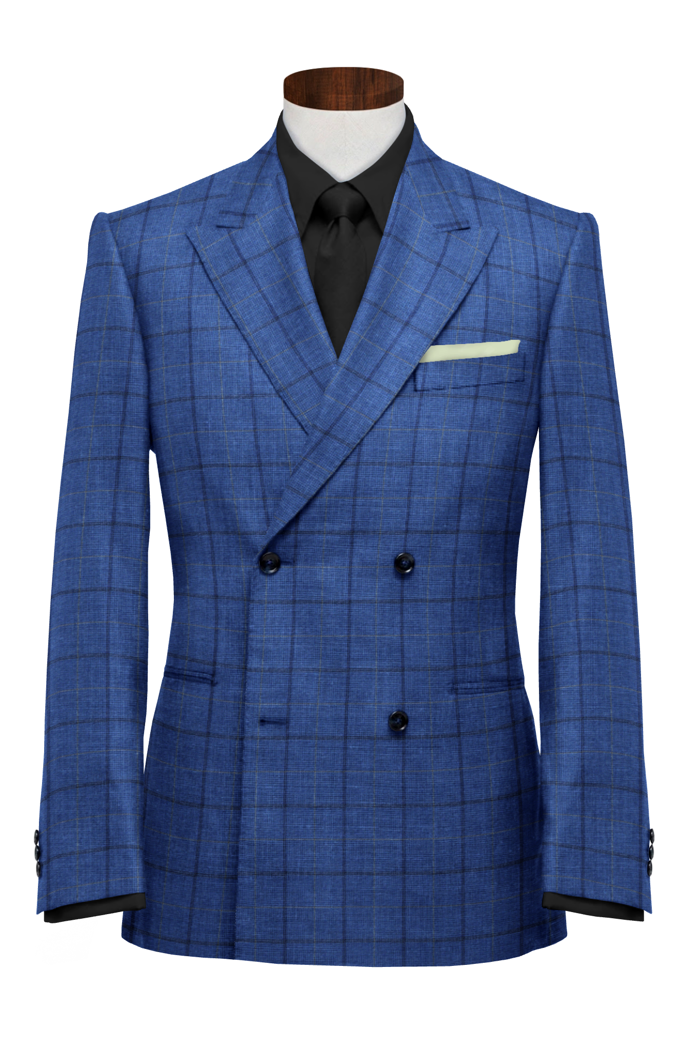 700342 - River Grey Windowpane Checks on Blue