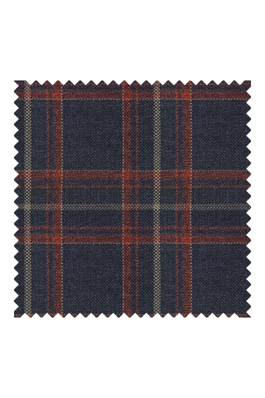 700343 - Hibiscus Red On Navy Blue Checks