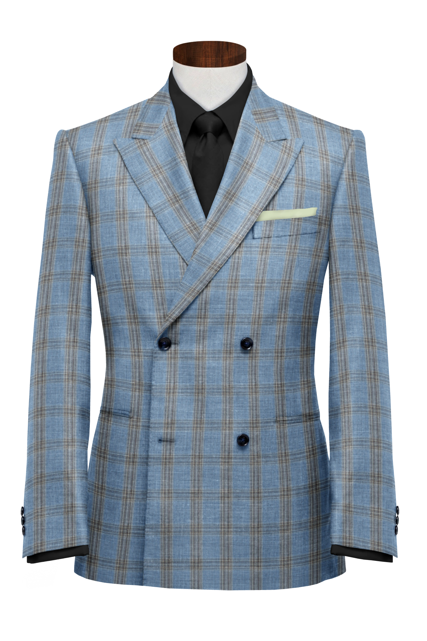 700348 - Rhino Grey Checks On Sky Blue