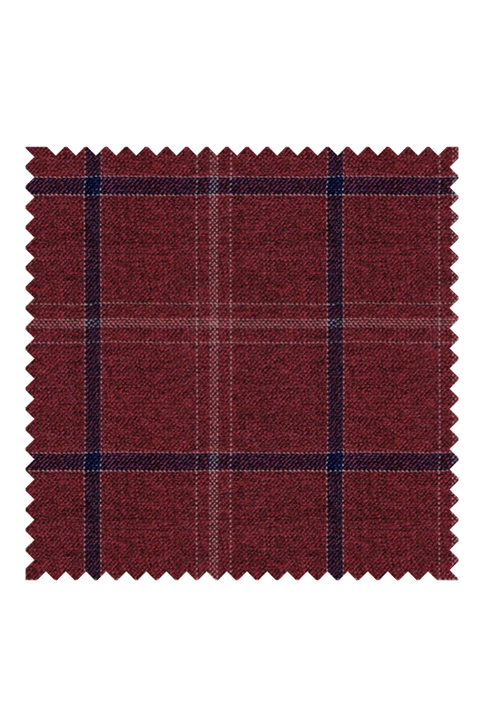 700359 - Denim Blue Checks On Red