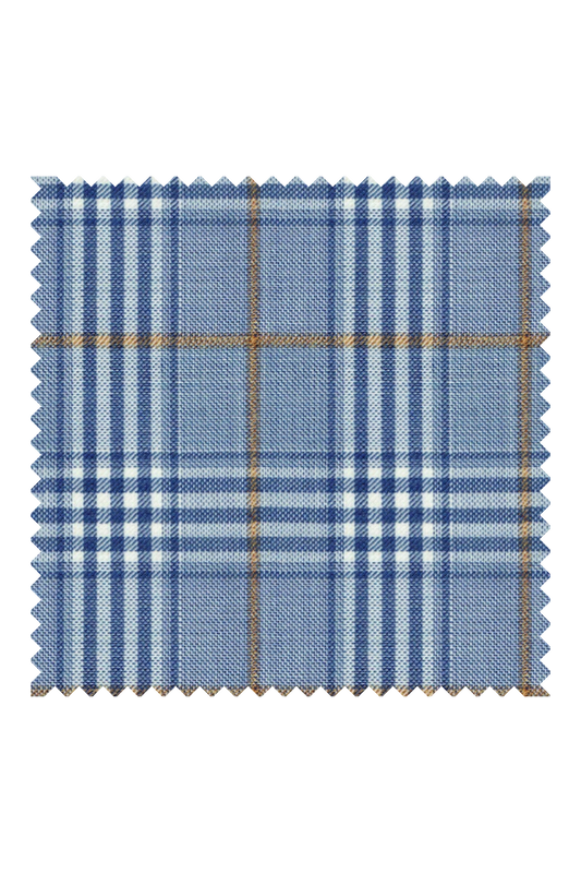 700365 - Bronze Windowpane Checks On Blue